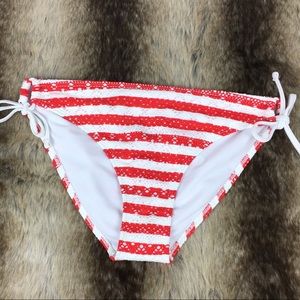 🛍 In Mocean Red and White Bikini Bottoms L NWT